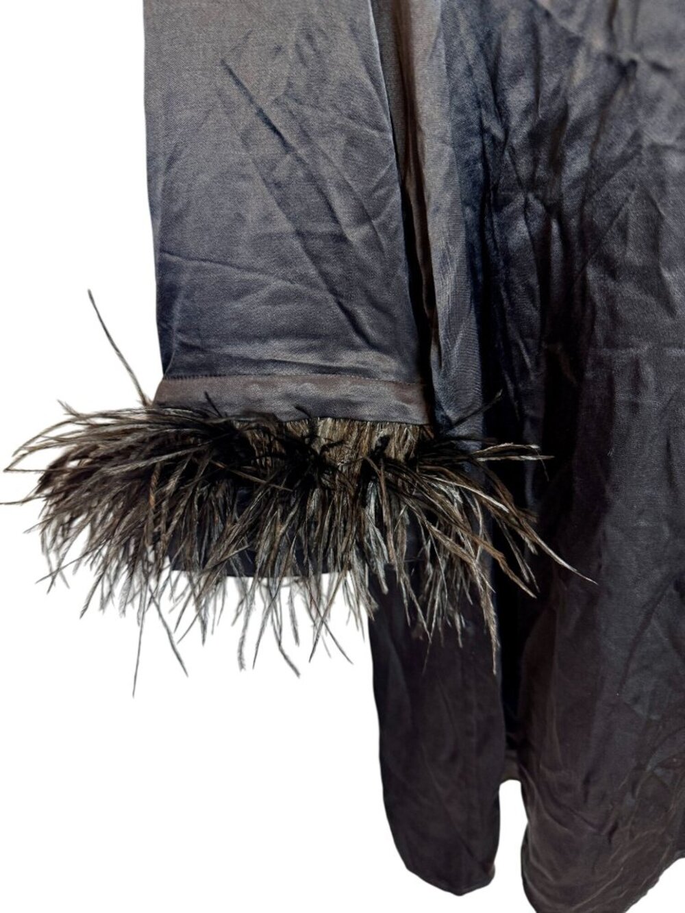 SLEEPER Black Party Long-Sleeve Feather Trim Mini Shirt Dress NWT - Size S - Picture 7 of 9